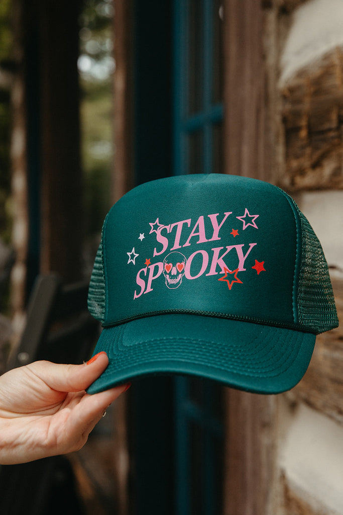 Stay Spooky Hat In Dark Green - Girl Tribe Co. Spooky Szn Collection