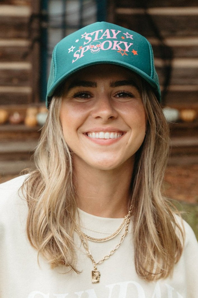 Stay Spooky Hat In Dark Green - Girl Tribe Co. Spooky Szn Collection