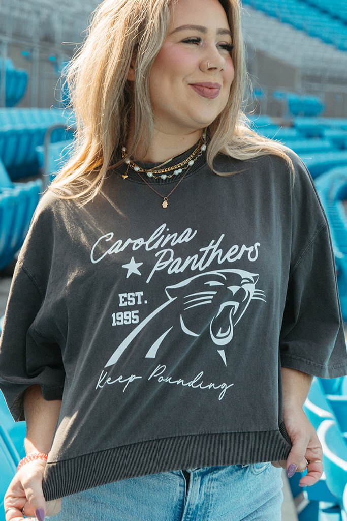 Carolina Panthers Cropped Sweatshirt Tee  - Carolina Panthers x Girl Tribe Co.