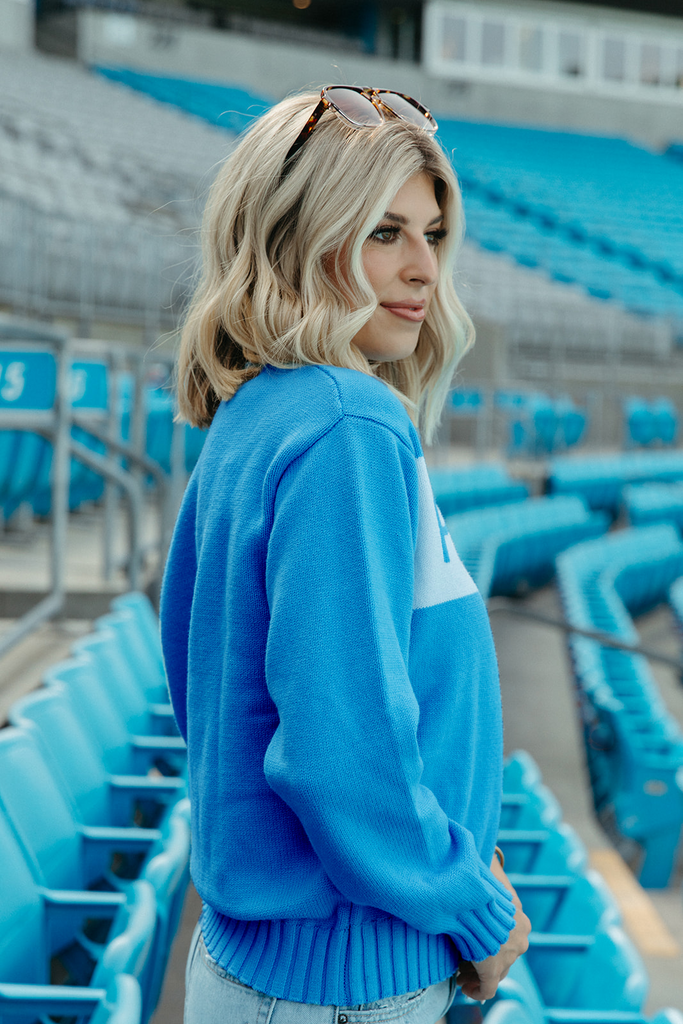 Carolina Panthers Colorblock Sweater  - Carolina Panthers x Girl Tribe Co.