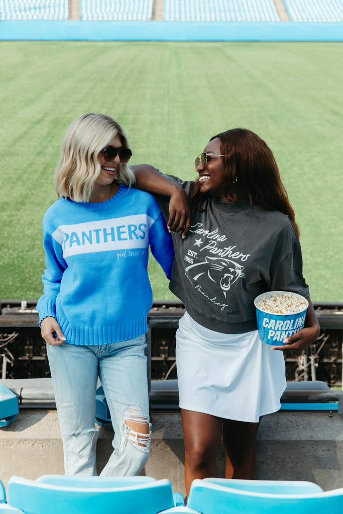 Carolina Panthers Cropped Sweatshirt Tee  - Carolina Panthers x Girl Tribe Co.