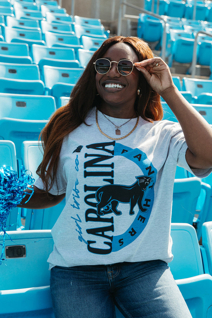 Throwback Carolina Panthers Arch Tee - Carolina Panthers x Girl Tribe Co. Collection