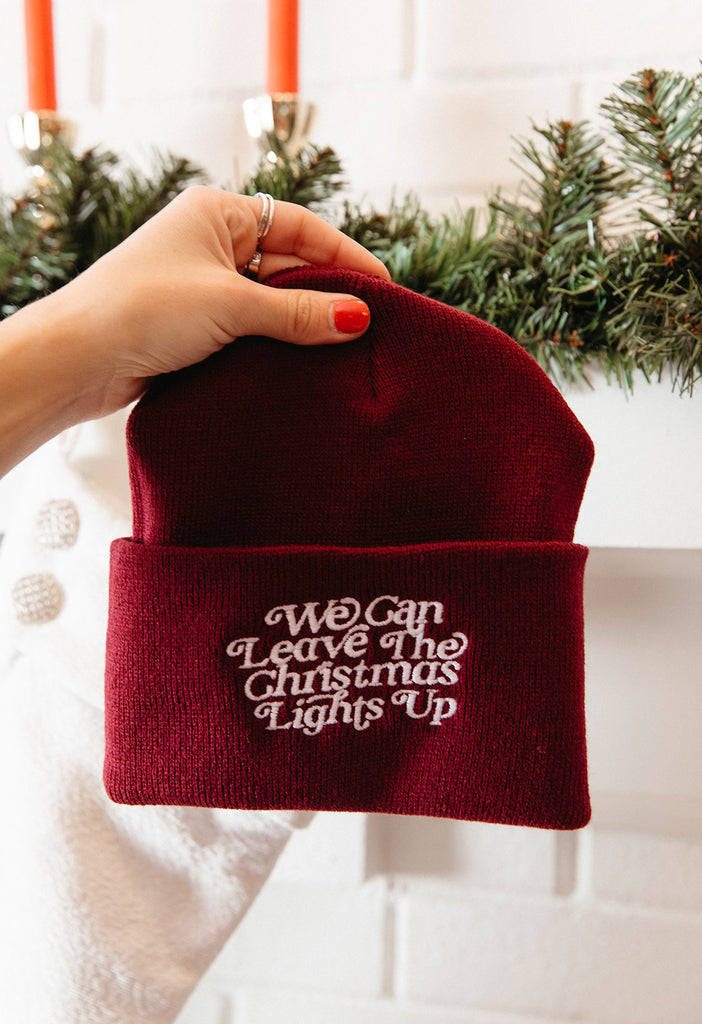 Leave the Christmas Lights Up Beanie - Girl Tribe Co. Holiday Collection