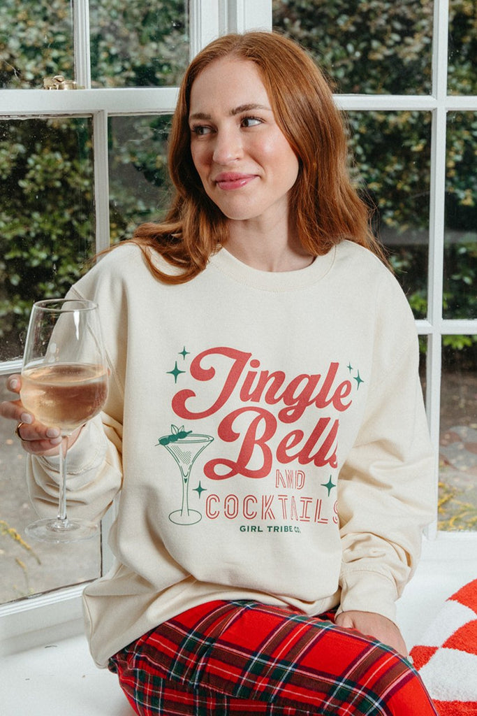 Jingle Bells and Cocktails Sweatshirt - Girl Tribe Co. Holiday Collection