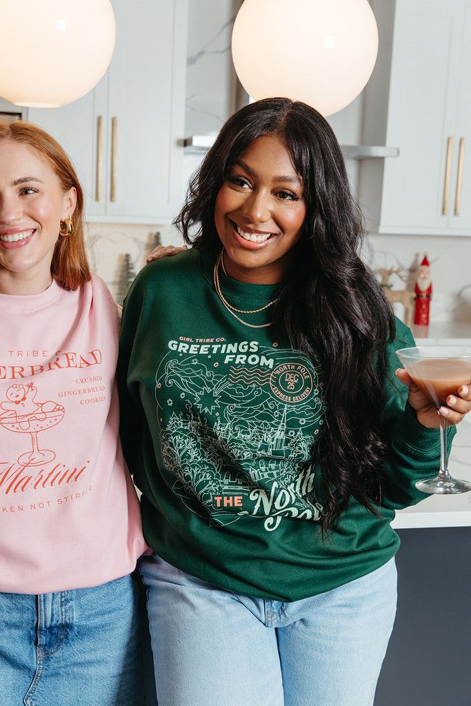 Greetings From The North Pole Sweatshirt - Girl Tribe Co. Holiday Collection