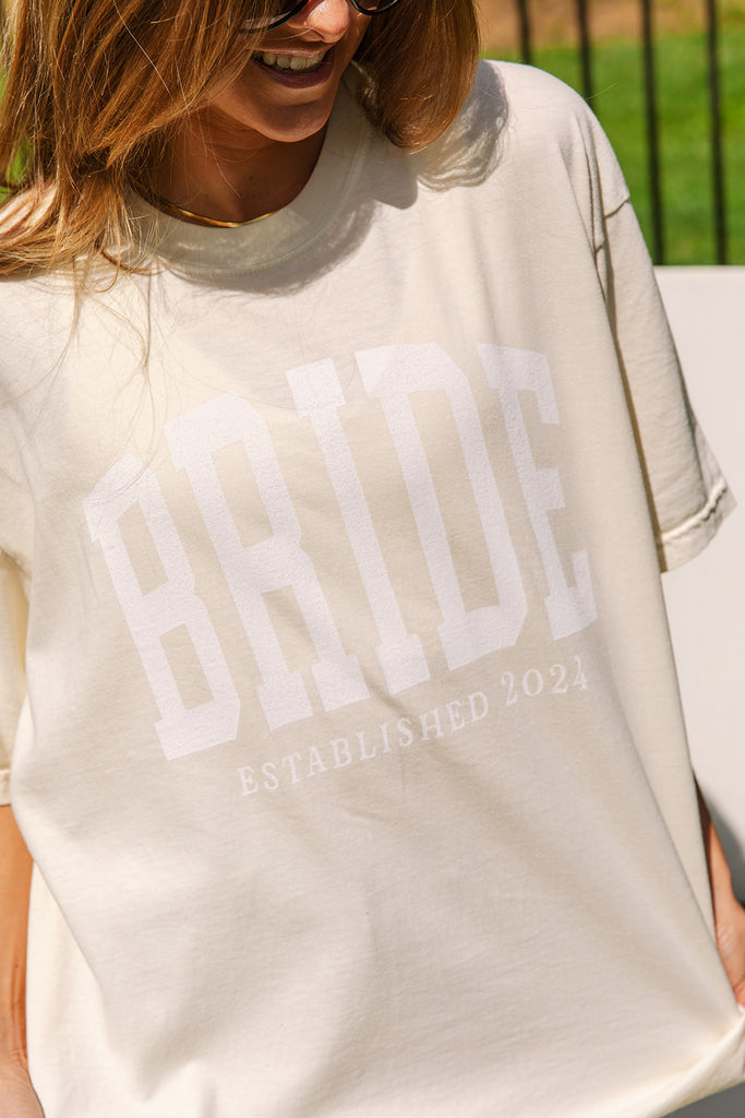 Bride and Bachelorette Collection - Bride Collegiate Tee - Girl Tribe Co.