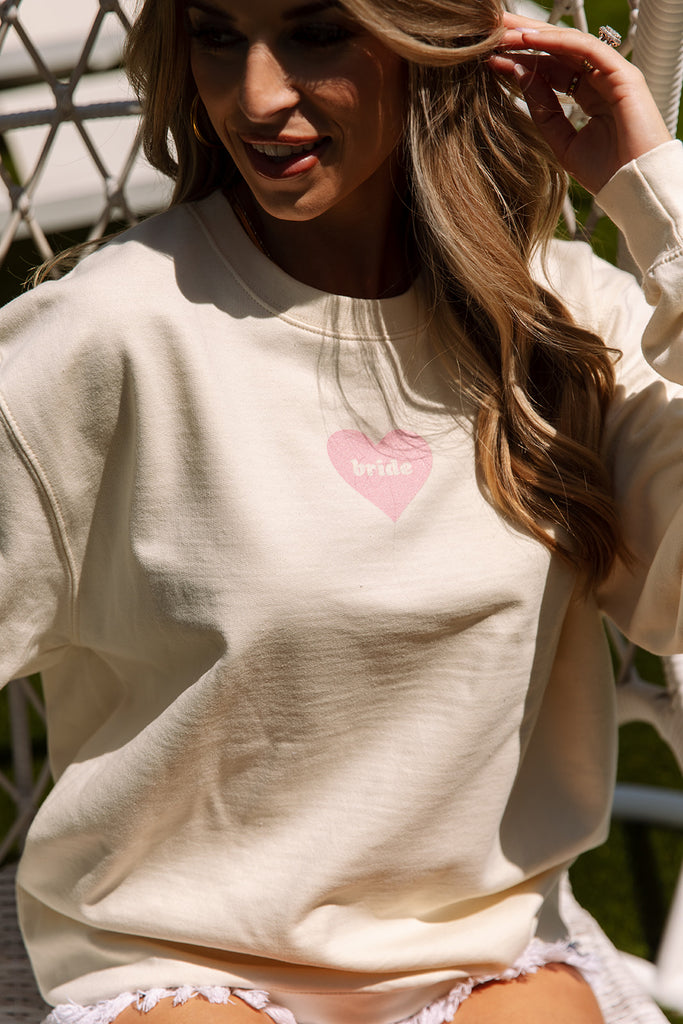 Bride and Bachelorette Collection - Bride Heart Sweatshirt - Girl Tribe Co.