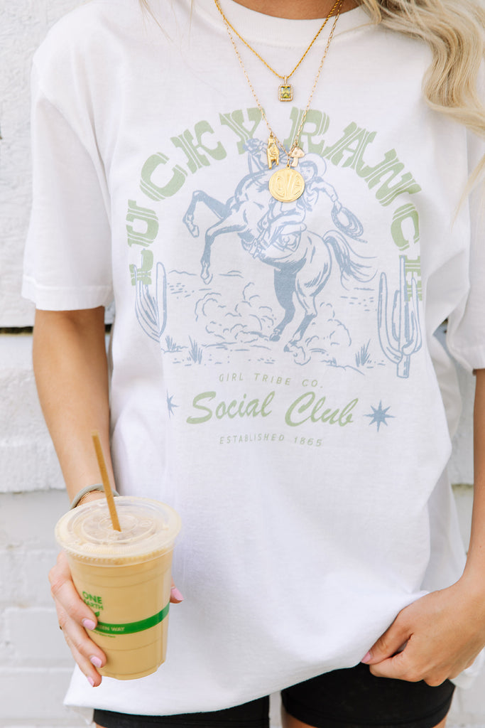  Coastal Cowgirl Collection - Lucky Ranch Social Club Tee - Girl Tribe Co.