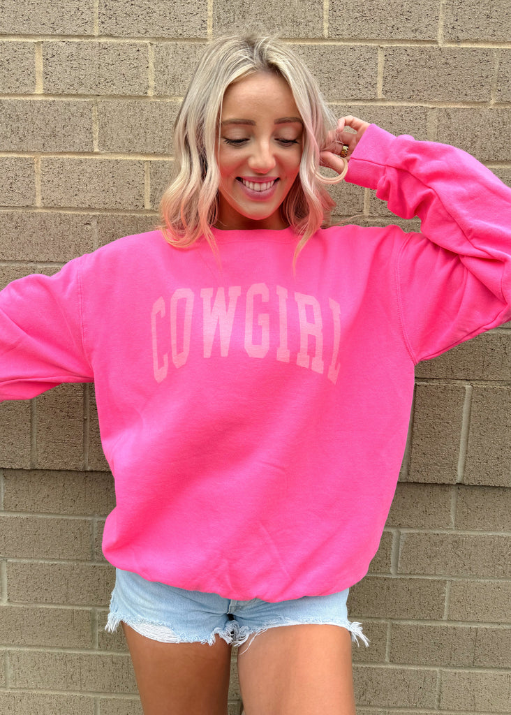 Coastal Cowgirl Collection - Cowgirl Block Sweatshirt in Pink - Girl Tribe Co.