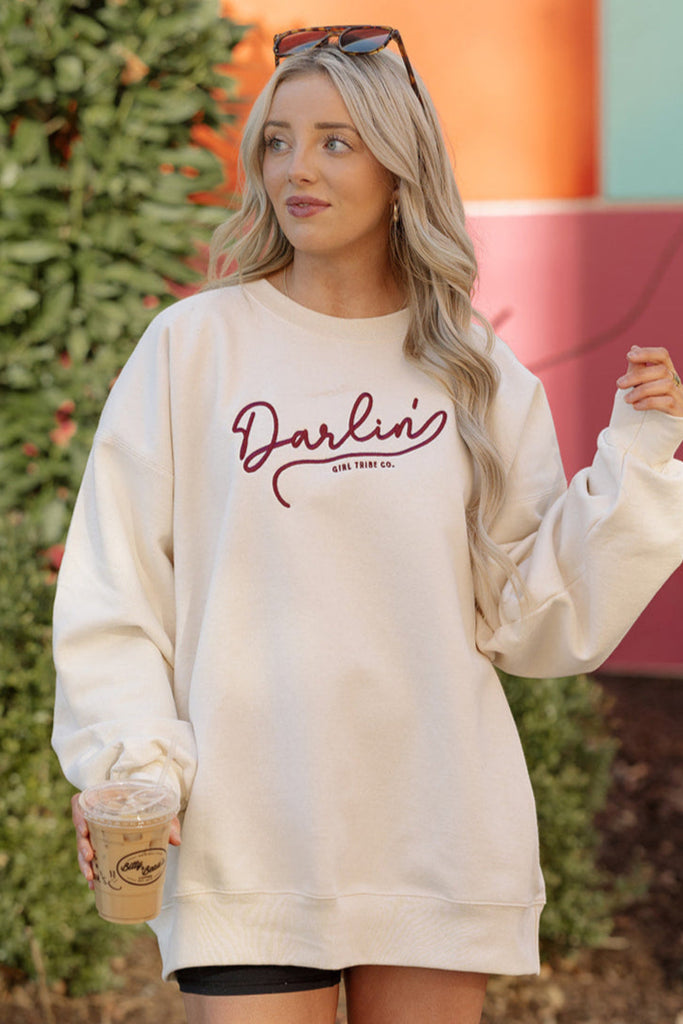 Darlin' Embroidered Sweatshirt - Girl Tribe Co. Besties Collection 