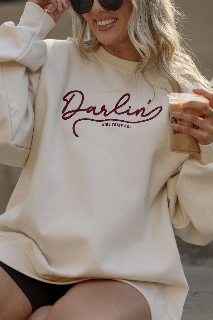 Darlin' Embroidered Sweatshirt - Girl Tribe Co. Besties Collection 