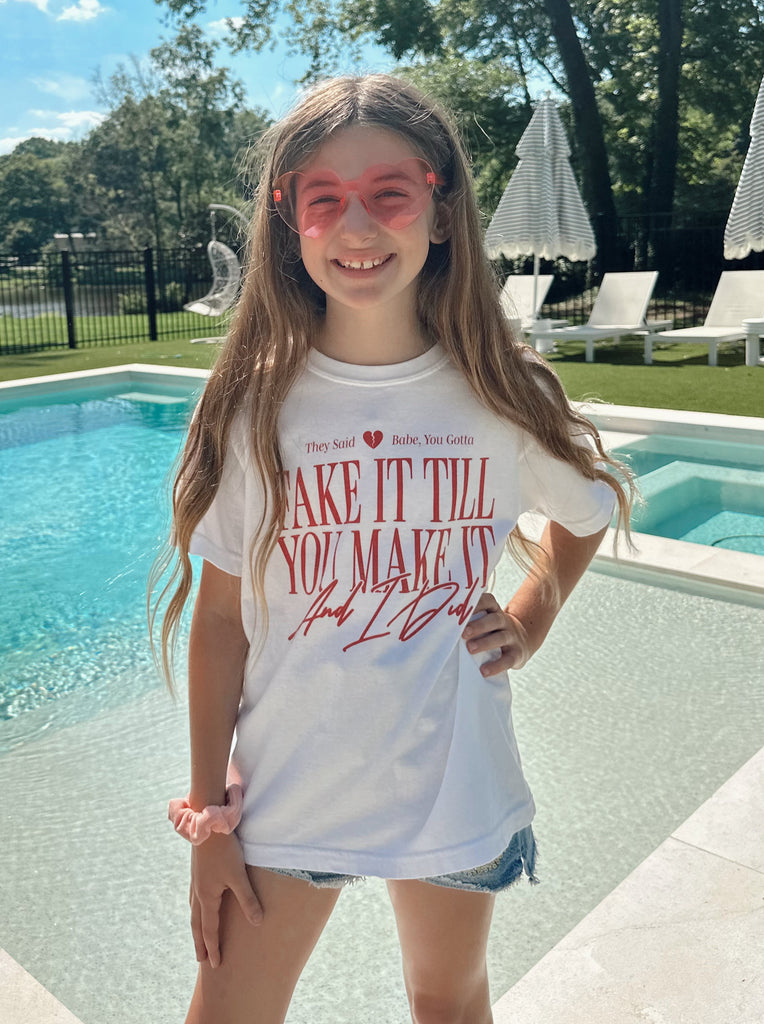 Fake It Till You Make It Youth Tee - Girl Tribe Co. Miss Americana Collection