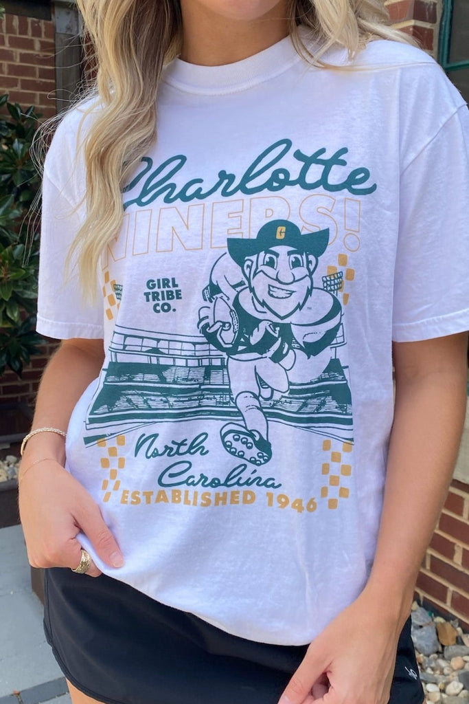 UNC Charlotte Niners Tee In White - UNC Charlotte x Girl Tribe Co. Collection