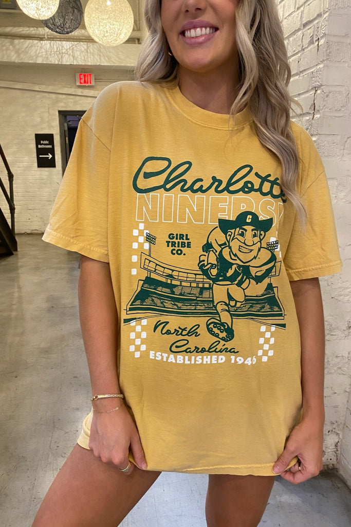 UNC Charlotte Niners Tee In Mustard - UNC Charlotte x Girl Tribe Co. Collection