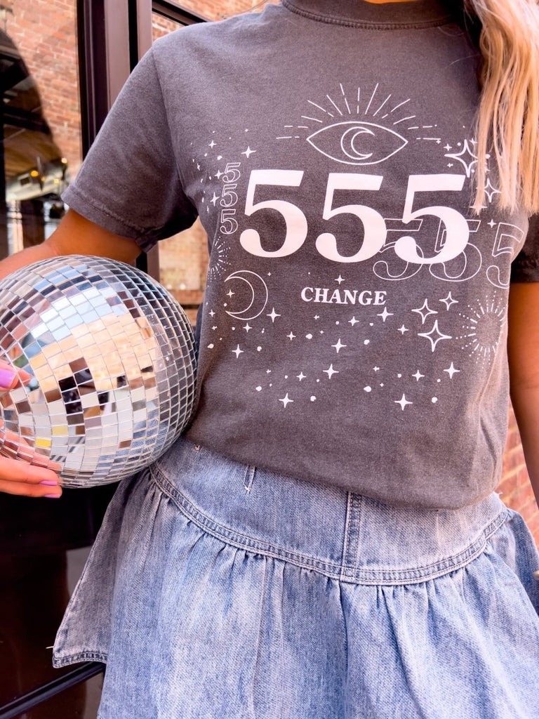 555 Angel Numbers Tee in Charcoal - Girl Tribe Co.