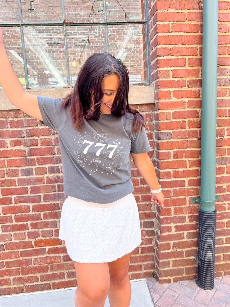 777 Angel Number Tee in Charcoal - Girl Tribe Co.