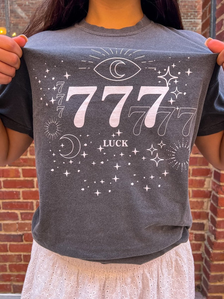 777 Angel Number Tee in Charcoal - Girl Tribe Co.