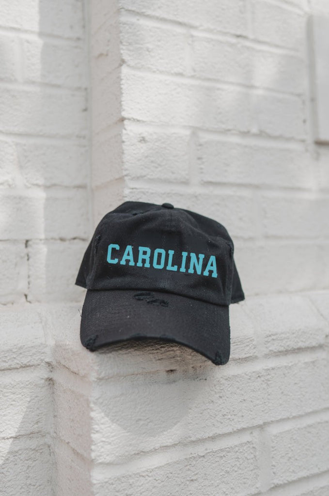 Charlotte Collection - Black Hat with Blue "Carolina" - Girl Tribe Co.