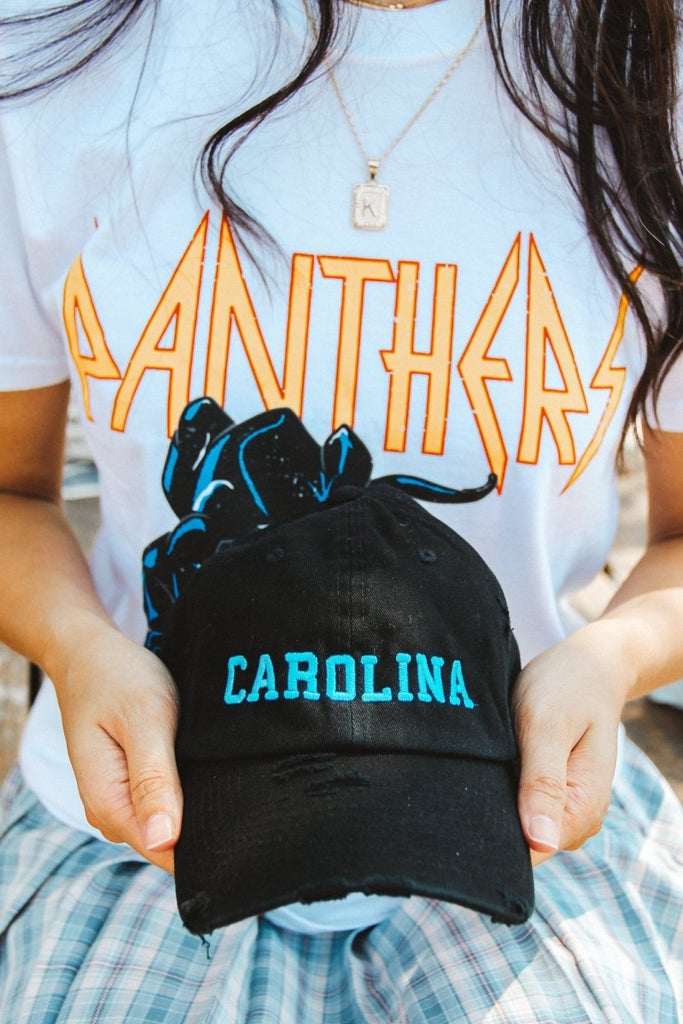 Charlotte Collection - Black Hat with Blue "Carolina" - Girl Tribe Co.