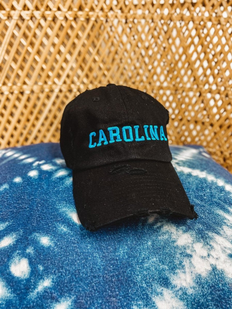 Charlotte Collection - Black Hat with Blue "Carolina" - Girl Tribe Co.