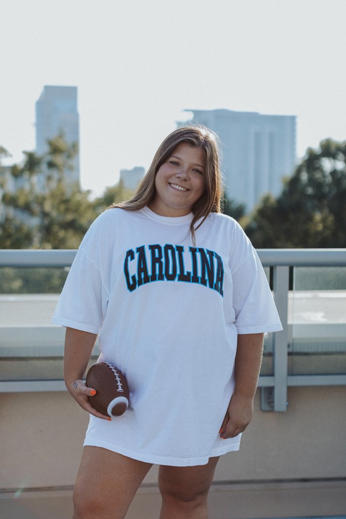 Charlotte Collection - Carolina Block Tee in White - Girl Tribe Co.