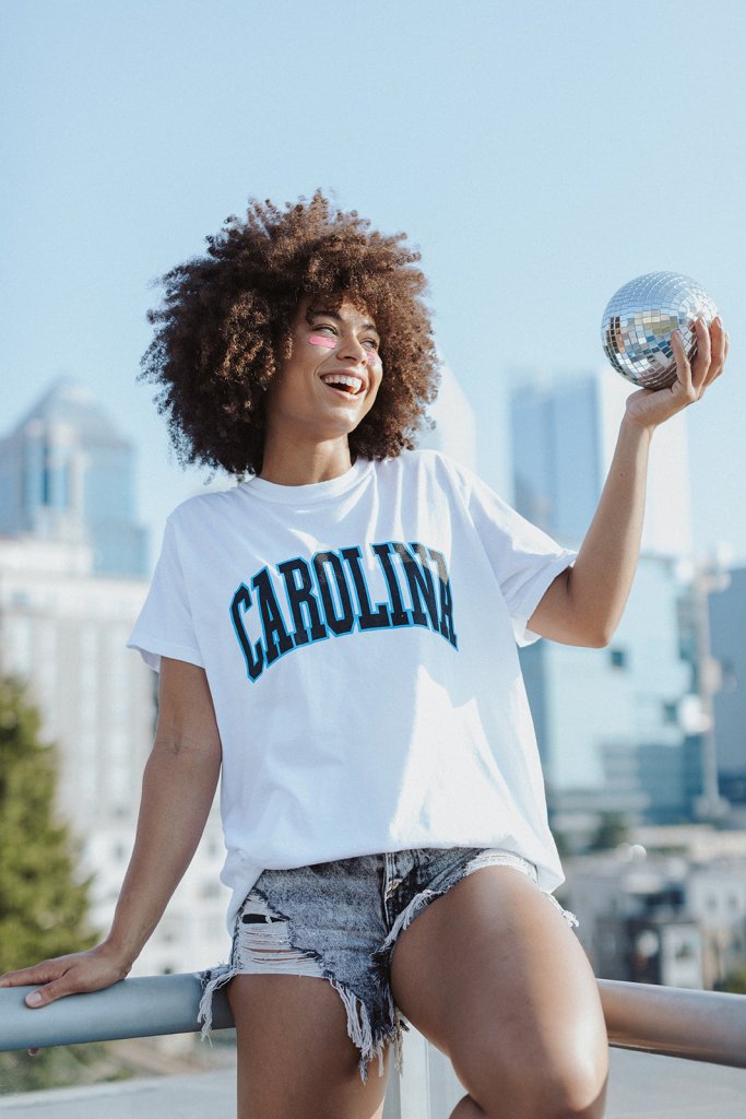 Charlotte Collection - Carolina Block Tee in White - Girl Tribe Co.