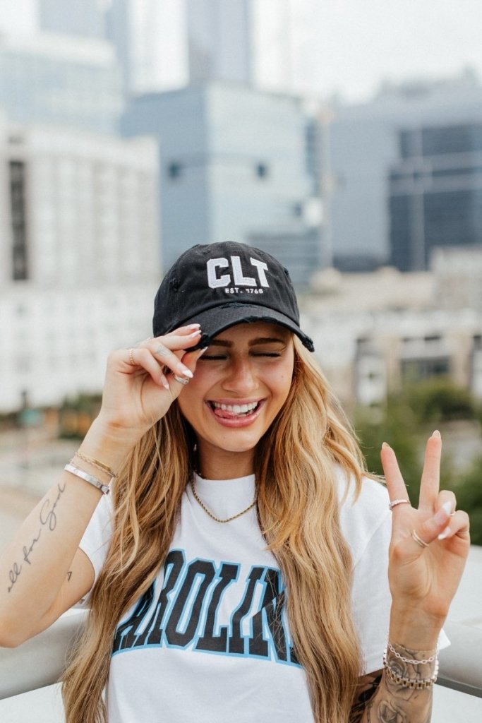 Charlotte Collection - CLT Distressed Black Hat - Girl Tribe Co.