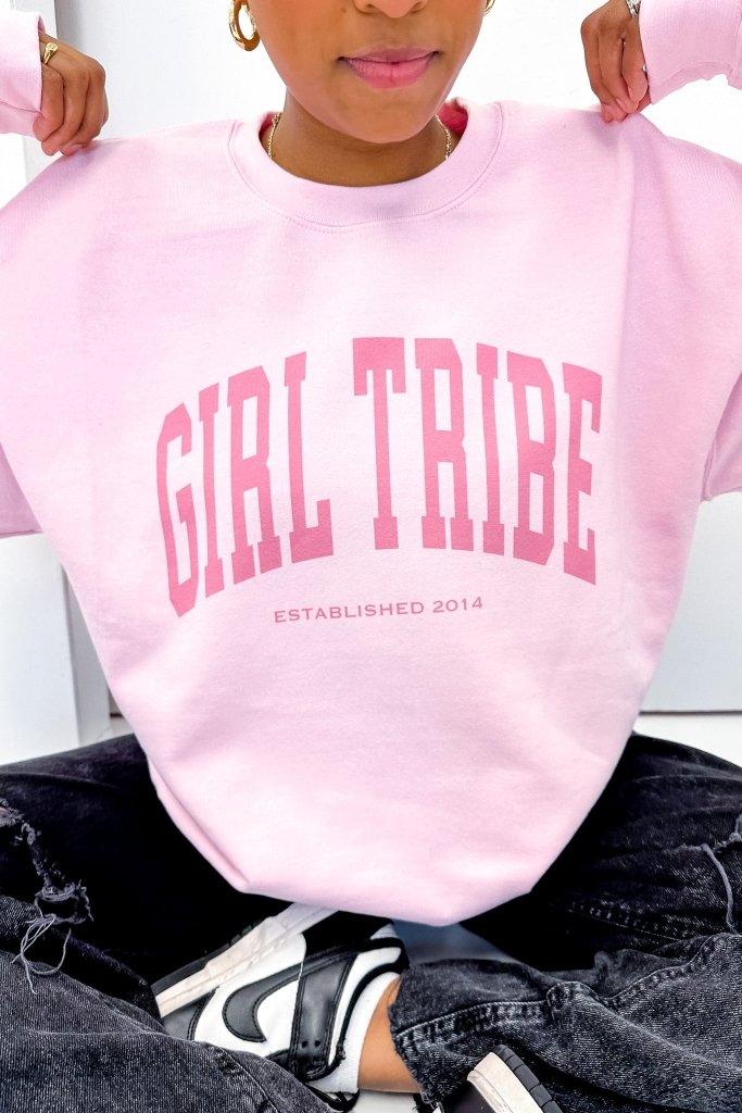 Girl Tribe Merch - Girl Tribe Monochrome Sweatshirt in Light Pink - Girl Tribe Co.