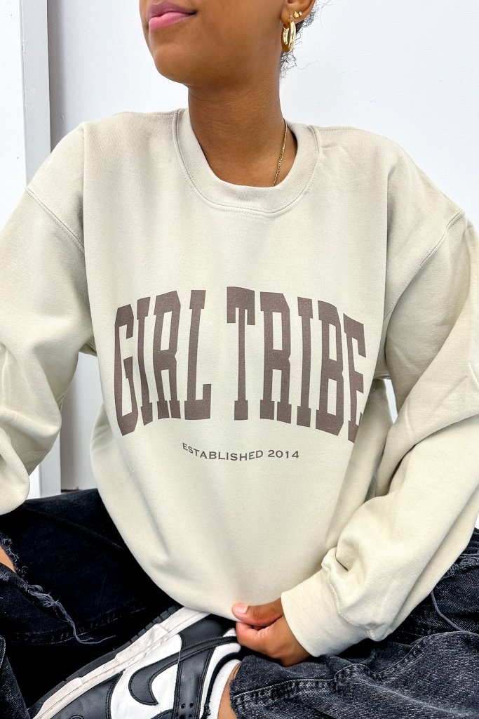 Girl Tribe Merch - Girl Tribe Monochrome Sweatshirt in Sand - Girl Tribe Co.