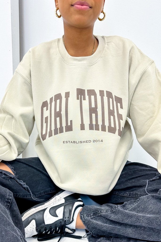 Girl Tribe Merch - Girl Tribe Monochrome Sweatshirt in Sand - Girl Tribe Co.